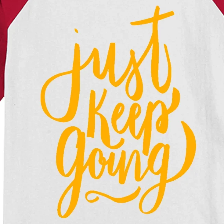 Just Keep Going Motivational Quote Kids Colorblock Raglan Jersey