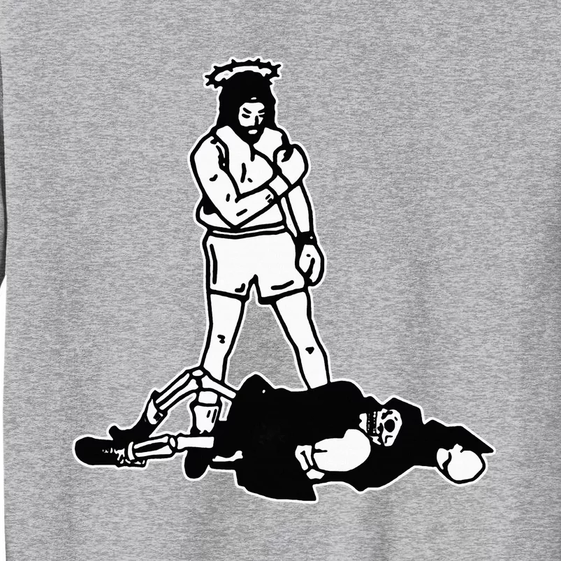 Jesus Knockout Grim Reaper X Jesus Conquers Death Boxing Tall Sweatshirt