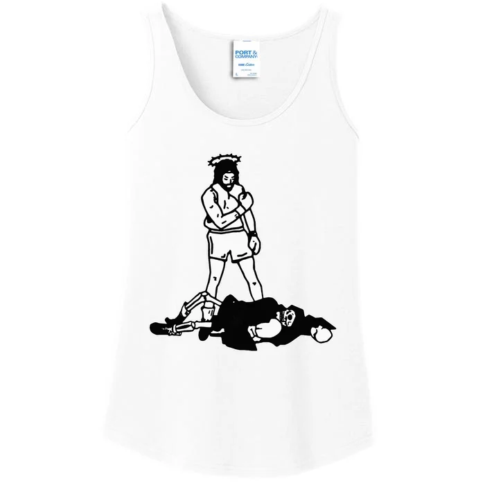 Jesus Knockout Grim Reaper X Jesus Conquers Death Boxing Ladies Essential Tank