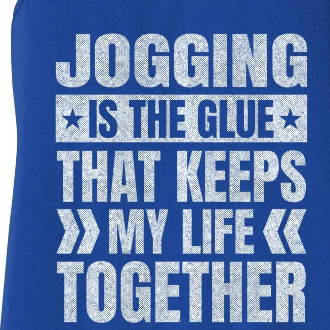 Jogging Keeps My Life Together Running Funny Runner Humor Great Gift Women's Racerback Tank