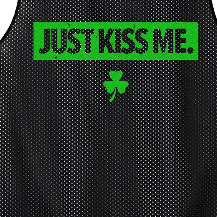 Just Kiss Me Funny Kissing Saint Patrick's Day Irish Mesh Reversible Basketball Jersey Tank