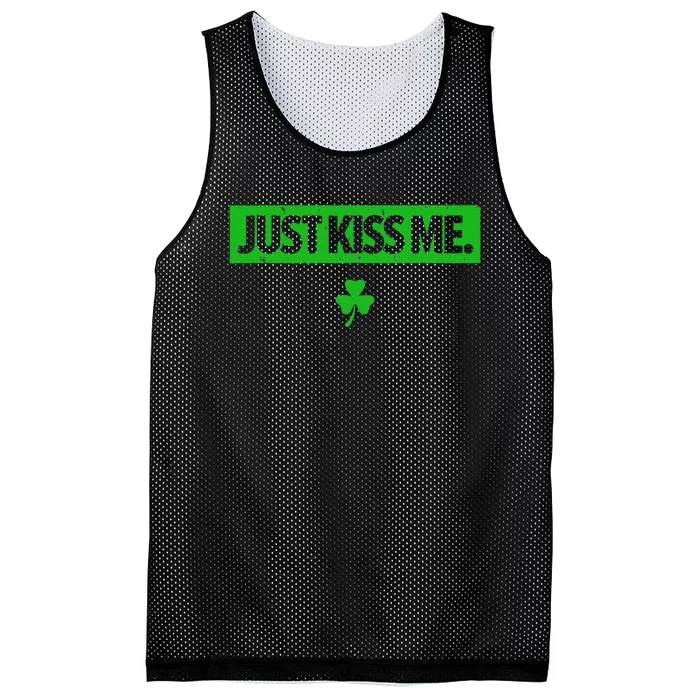 Just Kiss Me Funny Kissing Saint Patrick's Day Irish Mesh Reversible Basketball Jersey Tank