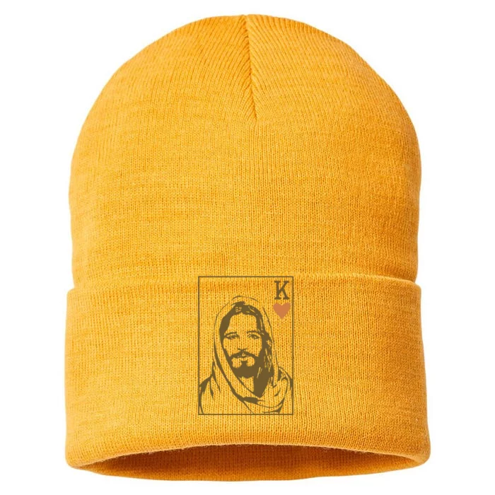 Jesus King Of Hearts Card Christian Gifts Sustainable Knit Beanie