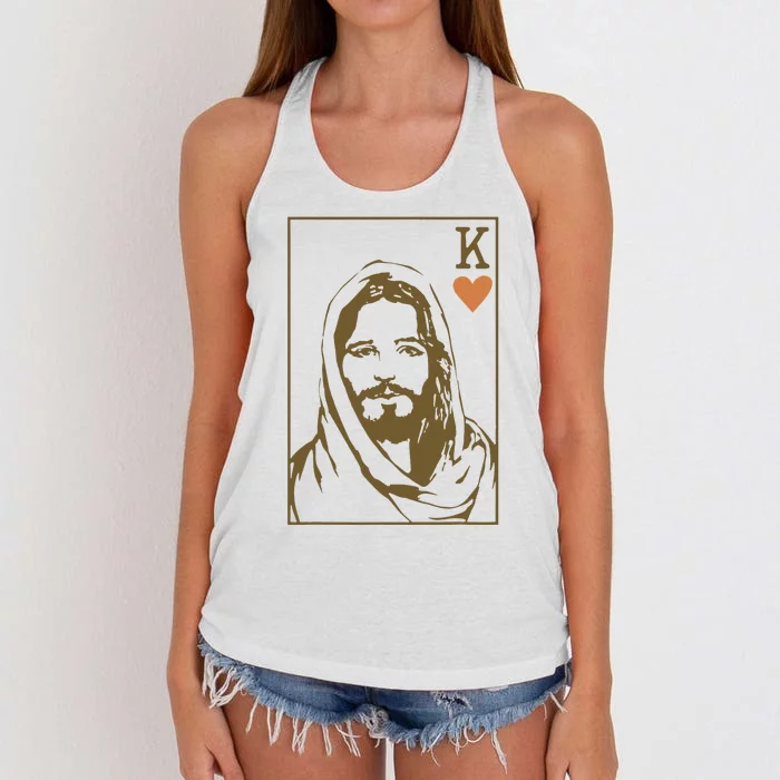 Jesus King Of Hearts Card Christian Gifts Women's Knotted Racerback Tank