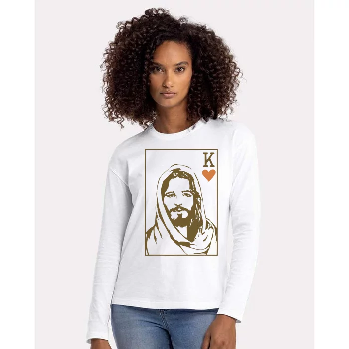 Jesus King Of Hearts Card Christian Womens Cotton Relaxed Long Sleeve T-Shirt