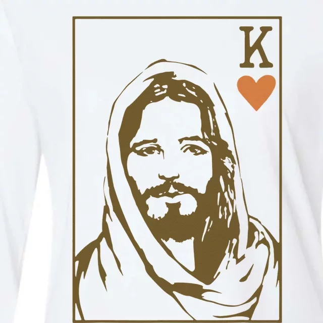 Jesus King Of Hearts Card Christian Womens Cotton Relaxed Long Sleeve T-Shirt