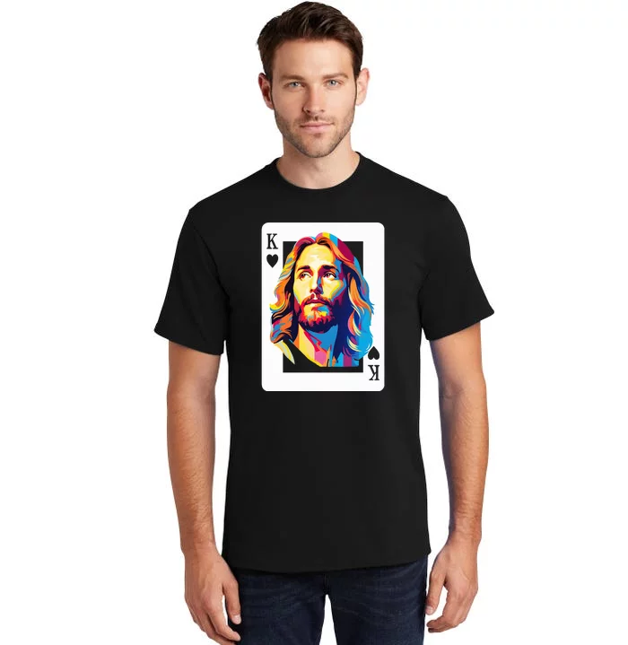 Jesus King Of Hearts Kings Of Kings Christian Playing Cards Christ Tall T-Shirt