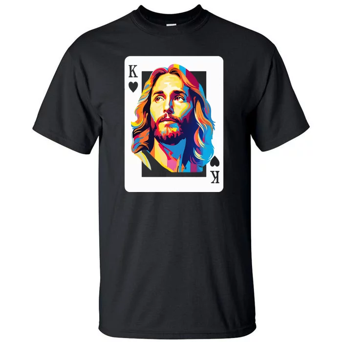 Jesus King Of Hearts Kings Of Kings Christian Playing Cards Christ Tall T-Shirt