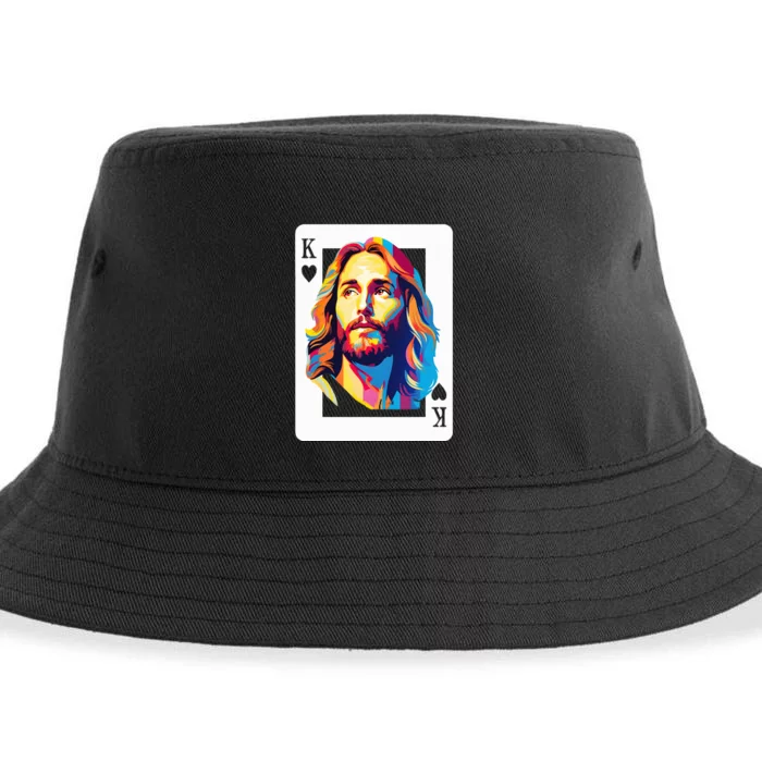 Jesus King Of Hearts Kings Of Kings Christian Playing Cards Christ Sustainable Bucket Hat