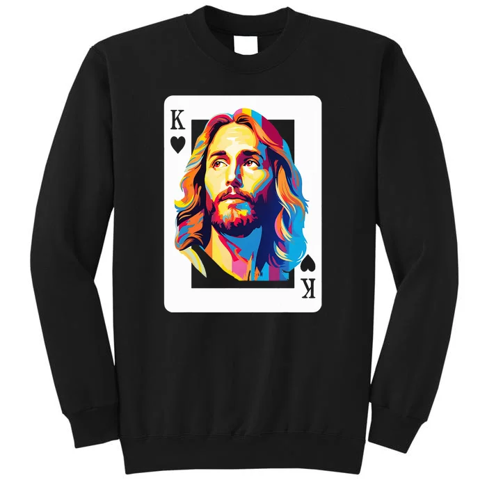 Jesus King Of Hearts Kings Of Kings Christian Playing Cards Christ Tall Sweatshirt