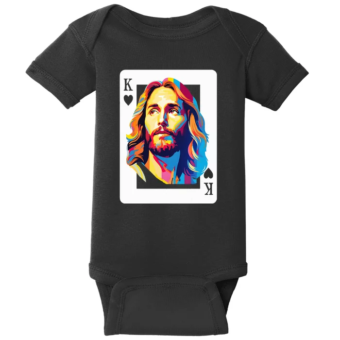 Jesus King Of Hearts Kings Of Kings Christian Playing Cards Christ Baby Bodysuit