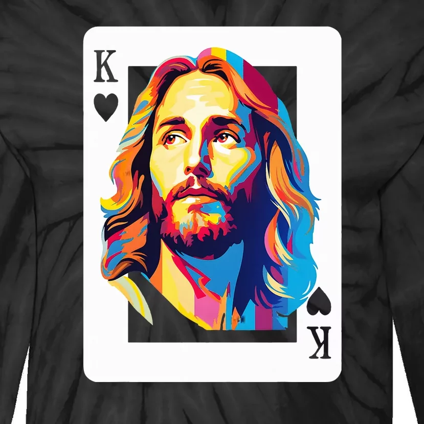 Jesus King Of Hearts Kings Of Kings Christian Playing Cards Christ Tie-Dye Long Sleeve Shirt