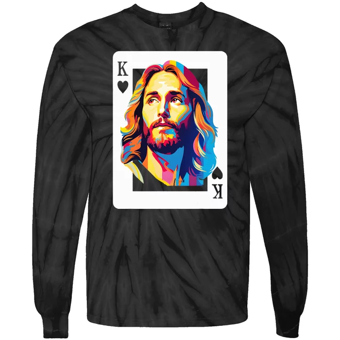 Jesus King Of Hearts Kings Of Kings Christian Playing Cards Christ Tie-Dye Long Sleeve Shirt