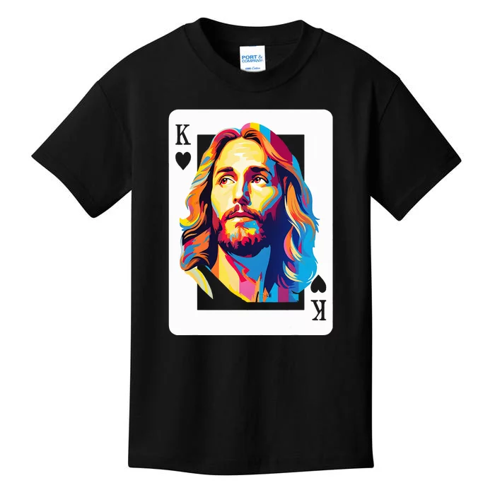 Jesus King Of Hearts Kings Of Kings Christian Playing Cards Christ Kids T-Shirt