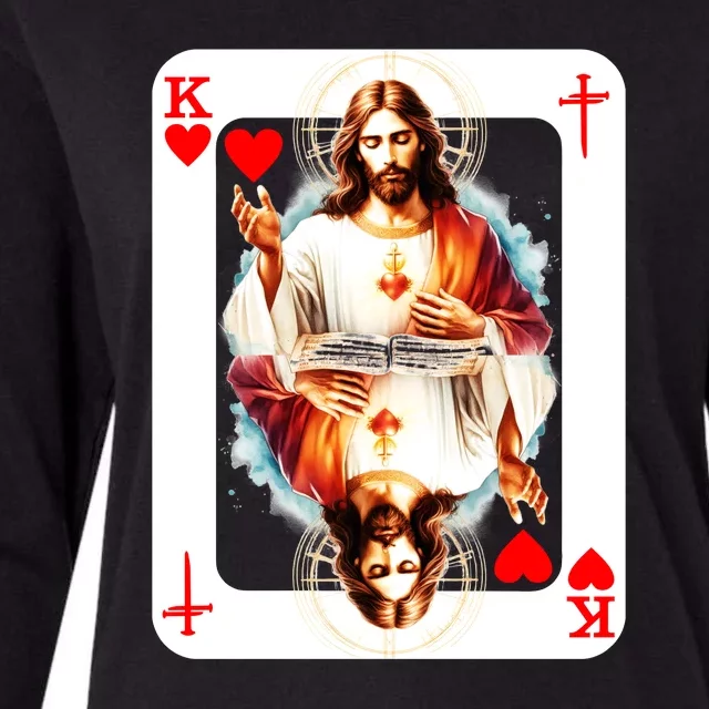 Jesus King Of Hearts Christian Sacred Heart Of Jesus Christ 3 Nails Cross Womens Cotton Relaxed Long Sleeve T-Shirt