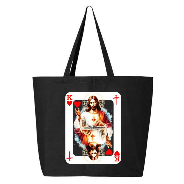 Jesus King Of Hearts Christian Sacred Heart Of Jesus Christ 3 Nails Cross 25L Jumbo Tote