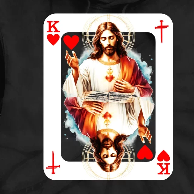 Jesus King Of Hearts Christian Sacred Heart Of Jesus Christ 3 Nails Cross Tie Dye Hoodie