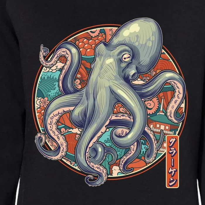 Japanese Kracken Octopus Monster Womens California Wash Sweatshirt