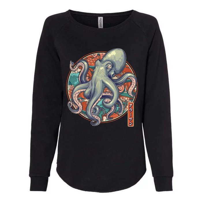 Japanese Kracken Octopus Monster Womens California Wash Sweatshirt