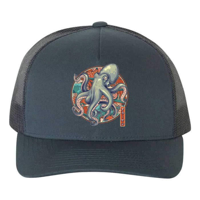 Japanese Kracken Octopus Monster Yupoong Adult 5-Panel Trucker Hat