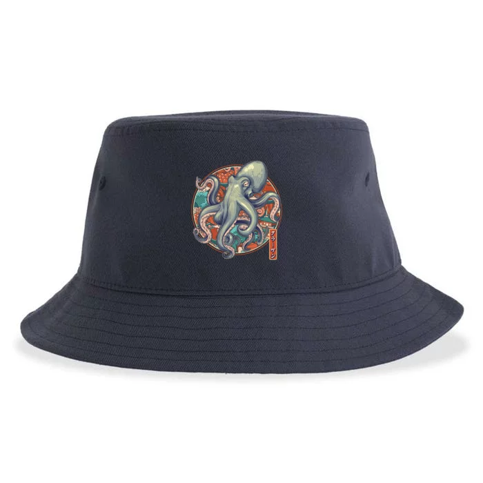 Japanese Kracken Octopus Monster Sustainable Bucket Hat