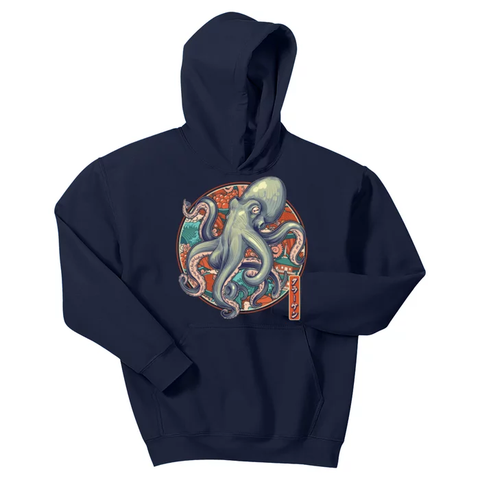 Japanese Kracken Octopus Monster Kids Hoodie