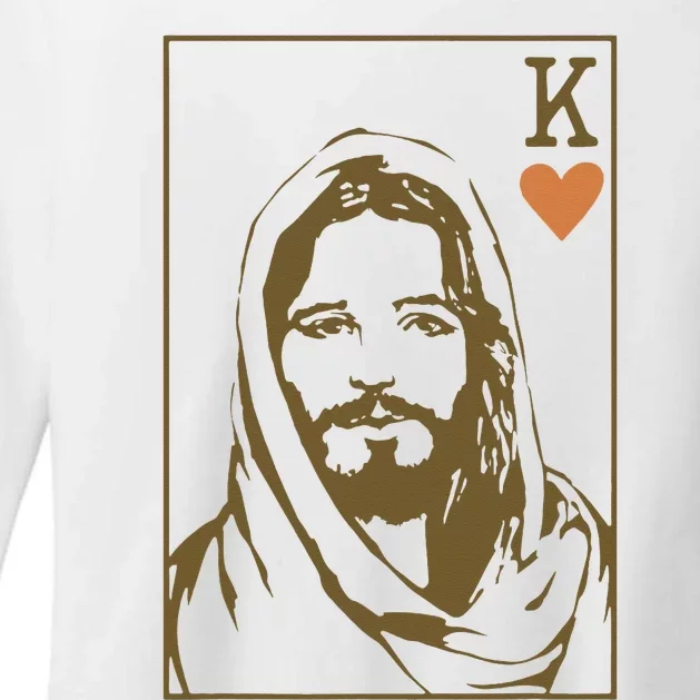 Jesus King Of Hearts Card Christian Gifts Womens CVC Long Sleeve Shirt