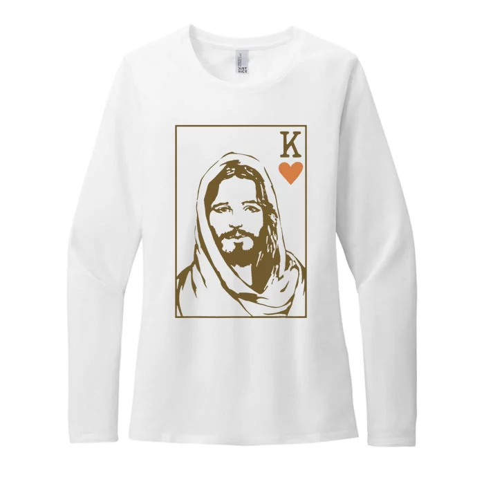 Jesus King Of Hearts Card Christian Gifts Womens CVC Long Sleeve Shirt