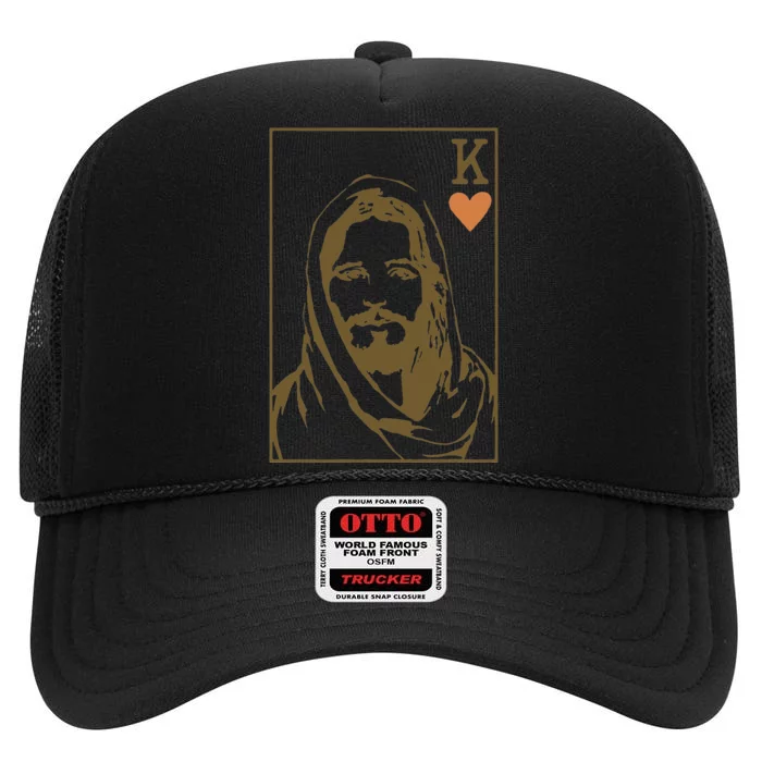 Jesus King of Hearts Card Christian Gifts High Crown Mesh Trucker Hat