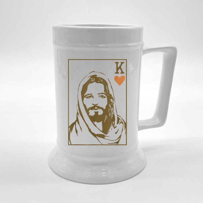 Jesus King Of Hearts Card Christian Gifts For Men Women Front & Back Beer Stein