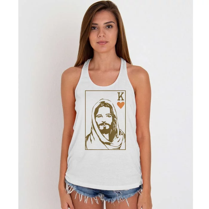 Jesus King Of Hearts Card Christian Gifts For Men Women Women's Knotted Racerback Tank