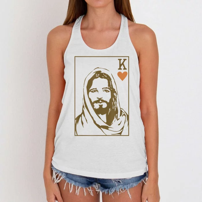 Jesus King Of Hearts Card Christian Gifts For Men Women Women's Knotted Racerback Tank