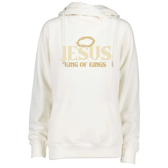 Jesus King Of Kings Thorn Crown Passion Of Christ Faith Gift Womens Funnel Neck Pullover Hood