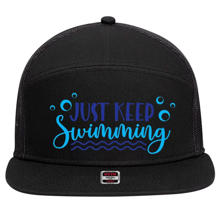 Just Keep Swimming Sport funny Swim Lover 7 Panel Mesh Trucker Snapback Hat