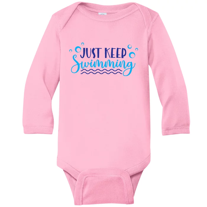 Just Keep Swimming I Love Swim Baby Long Sleeve Bodysuit