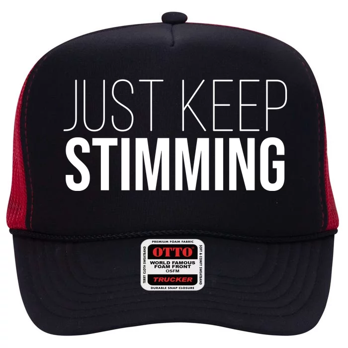 Just Keep Swimming Positive Quote High Crown Mesh Trucker Hat