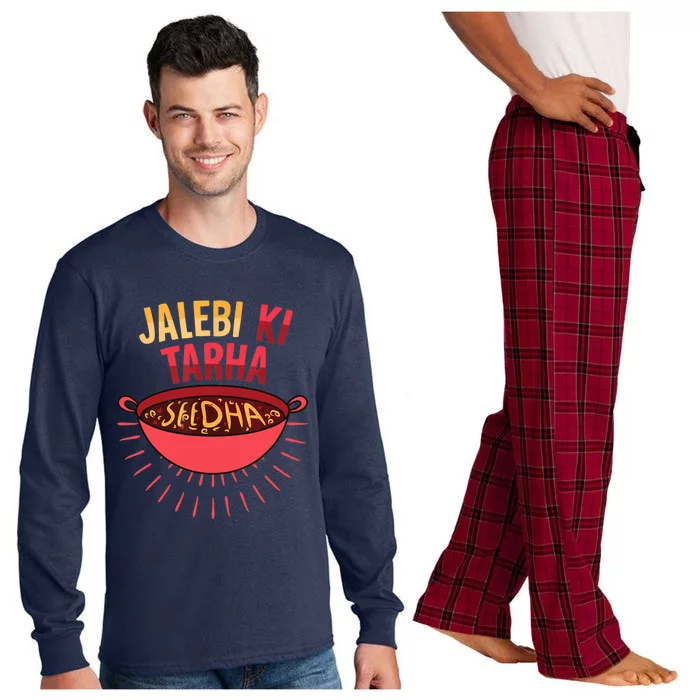 Jalebi Ki Tarah Seedha Desi Bollywood Funny Hindi Punjabi Long Sleeve Pajama Set