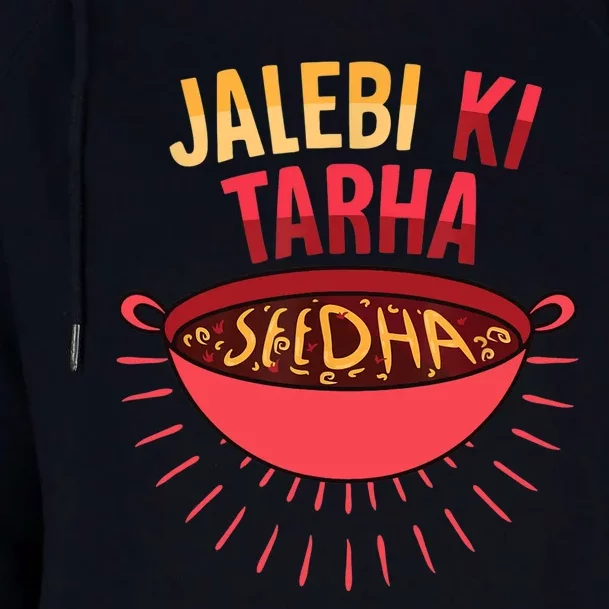 Jalebi Ki Tarah Seedha Desi Bollywood Funny Hindi Punjabi Womens Funnel Neck Pullover Hood