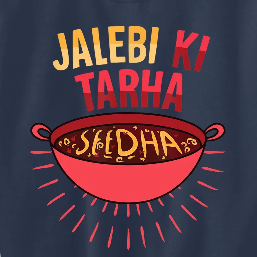 Jalebi Ki Tarah Seedha Desi Bollywood Funny Hindi Punjabi Kids Sweatshirt