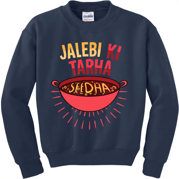 Jalebi Ki Tarah Seedha Desi Bollywood Funny Hindi Punjabi Kids Sweatshirt