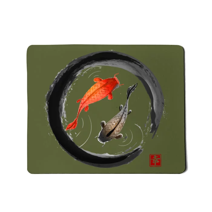 Japanese Koi Vintage Ink Shodo Mousepad