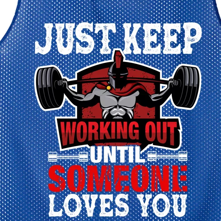 Just Keep Working Out Gift Mesh Reversible Basketball Jersey Tank