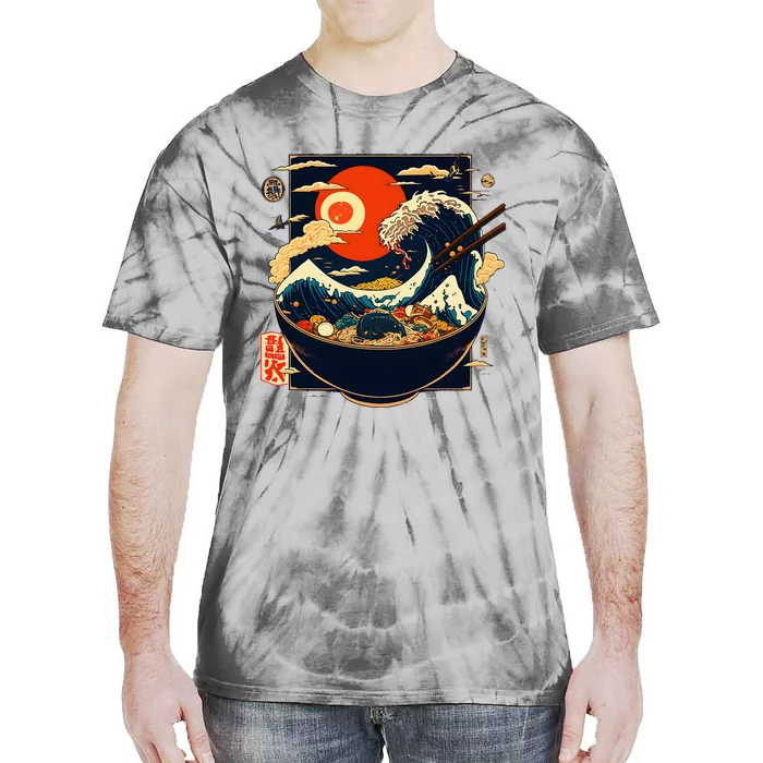 Japanese Kanagawa Wave Retro Anime Noodles Tie-Dye T-Shirt