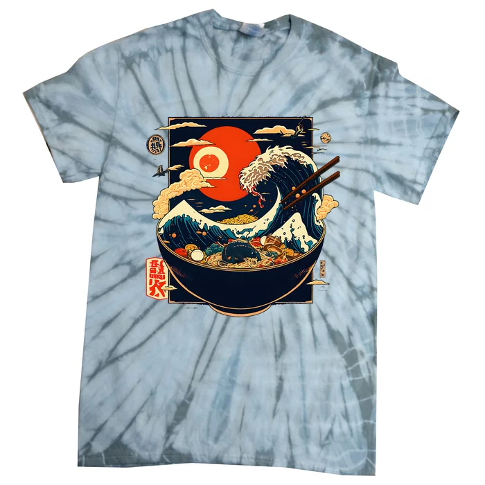 Japanese Kanagawa Wave Retro Anime Noodles Tie-Dye T-Shirt