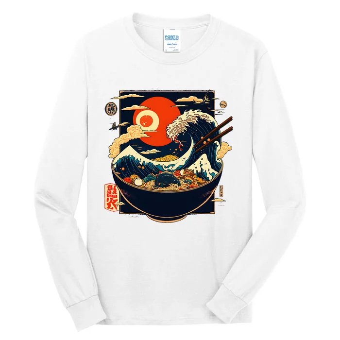 Japanese Kanagawa Wave Retro Anime Noodles Tall Long Sleeve T-Shirt