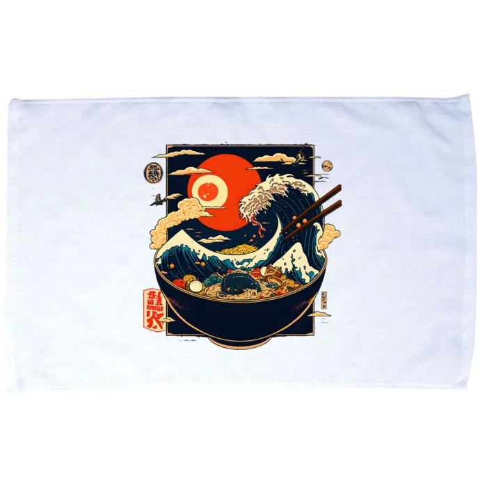 Japanese Kanagawa Wave Retro Anime Noodles Microfiber Hand Towel