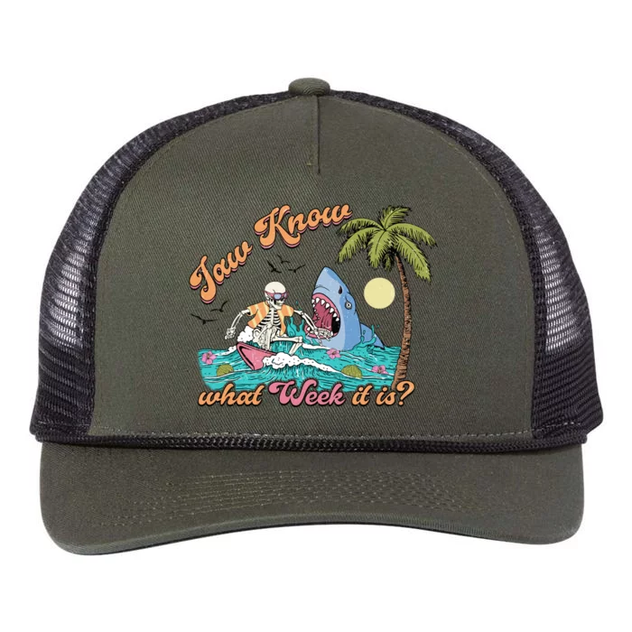 Jaw Know What Week It Is Funny Cool Summer Design Retro Rope Trucker Hat Cap