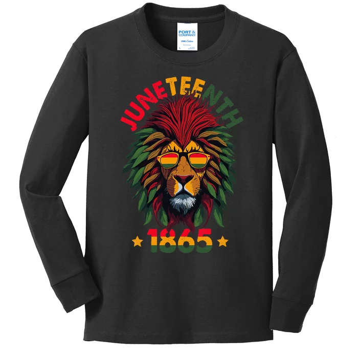 Juneteenth Lion 1865 Black History African American Kids Long Sleeve Shirt