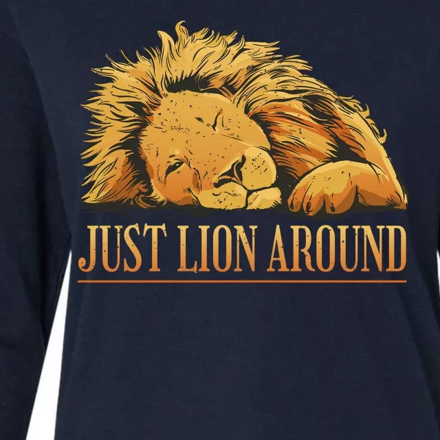 Just Lion Around Lazy Cute Womens Cotton Relaxed Long Sleeve T-Shirt