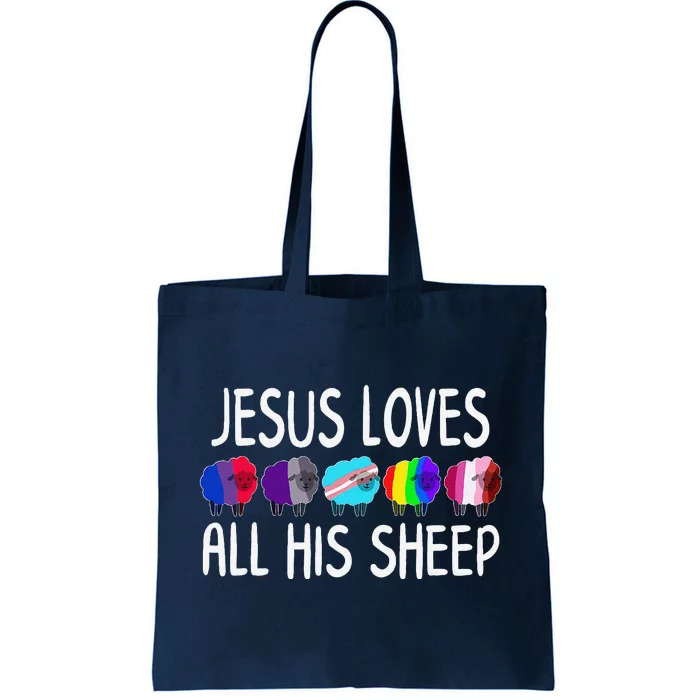 Jesus Loves All His Sheeps Lgbtq Christian Proud Ally Tote Bag